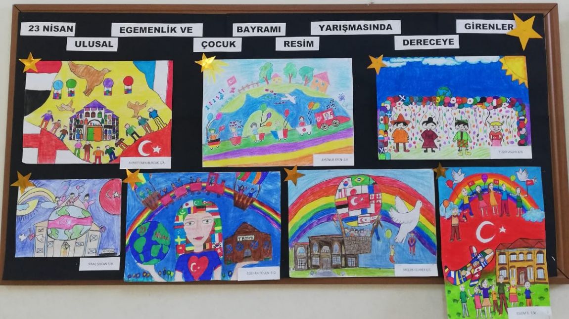23 Nisan Ulusal Egemenlik ve Çocuk Bayramı ile ilgili  Resim Yarışması, Etkinlikler ve  Pano Çalışması Yaptık